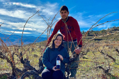 José María Sánchez y Esther González en su viñedo.-ANTONIO GARCÍA