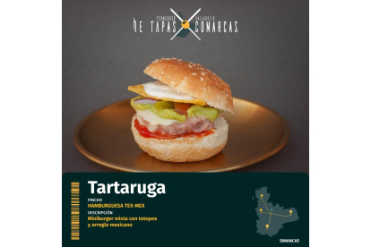 'Hamburguesa Tex-Mex', pincho de Tartaruga con el que competirán en el ‘I Concurso de Tapas X Comarcas de la Provincia de Valladolid’. -E.M.