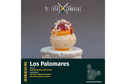 'Huevos rotos con cecina', pincho de Los Palomares con el que competirán en el ‘I Concurso de Tapas X Comarcas de la Provincia de Valladolid’. -E.M.