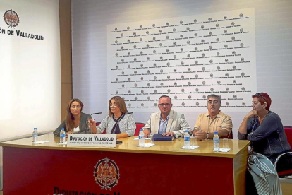 irginia Almanza, Teresa López, Adolfo López, Orlando Aranzana y Begoña de Pedro ayer, en la Diputación.-EL MUNDO