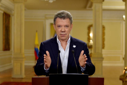 El presidente de Colombia, Juan Manuel Santos, ayer.-Foto: EFE