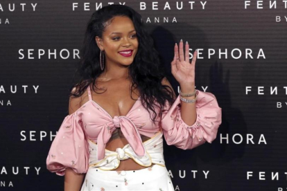 La cantante Rihanna, en su visita a Madrid para presentar su línea de cosméticos.-CHEMA MOYA / EFE
