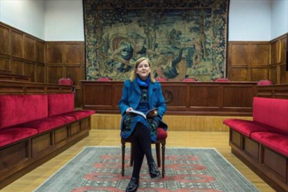 María Elósegui, en Zaragoza, tras su elección para el Tribunal Europeo de Derechos Humanos.-EFE / JAVIER BELVER