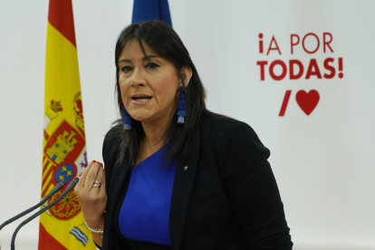 La secretaria de Organización del PSCyL, Ana Sánchez, comparece ante la prensa para analizar cuestiones de actualidad política de la Comunidad. ICAL