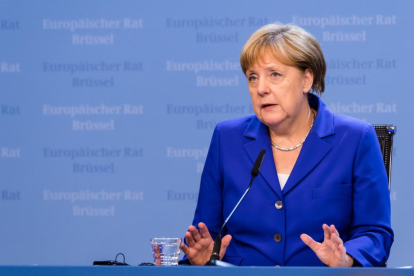 La canciller alemana, Angela Merkel, tras la cumbre de Bruselas.-GEERT VANDEN WIJNGAERT / AP