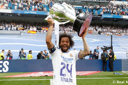 Marcelo celebra la última liga con el Real Madrid. / R. M.
