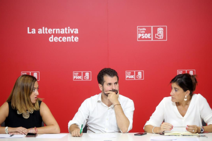 El secretario regional del PSOE, Luis Tudanca, preside la reunión de la Comisión Ejecutiva del PSOE de Castilla y León.-MIRIAM CHACÓN / ICAL