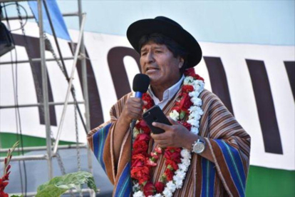 El presidente 8Evo Morales, el martes, en una intervención pública en Tiquipaya.-REUTERS