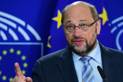 Schulz, en una conferencia de prensa, el 28 de mayo en Bruselas.-Foto:   AFP / EMMANUEL DUNAND