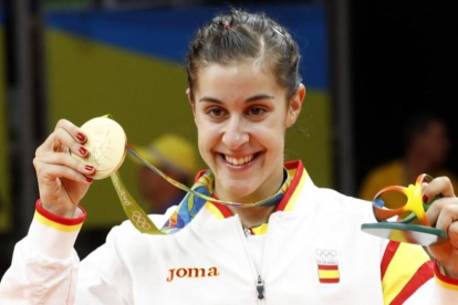 Carolina Marín se proclamó campeona olímpica de bádminton en los Juegos de Río 2016.-ELVIRA URQUIJO / EFE