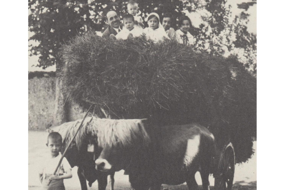 Delibes, en Molledo, subido con su padre a un carro con heno.-EL MUNDO