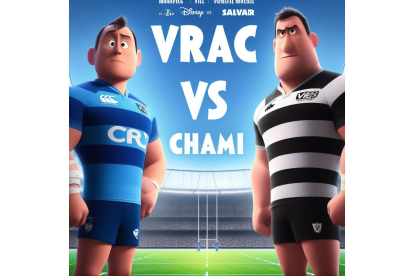Recreación de un partido entre los dos equipos de Rugby de la ciudad: Vrac y el Chami. Bing Image Creator de Microsoft