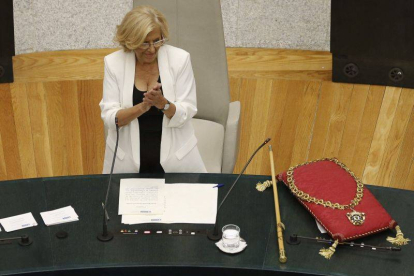 Manuela Carmena, cabeza de lista de Ahora Madrid al Ayuntamiento de la capital de España, ha sido proclamada hoy nueva alcaldesa de la ciudad.-Foto: EFE