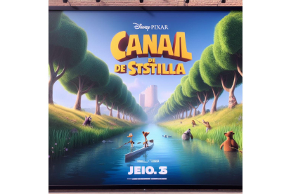 El Canal de Castilla 'invadido' por los personajes de Hermano Oso. Bing Image Creator de Microsoft