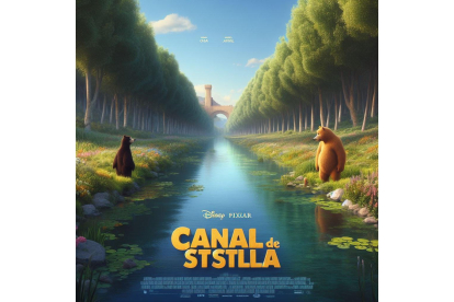 El Canal de Castilla 'invadido' por los personajes de Hermano Oso. Bing Image Creator de Microsoft