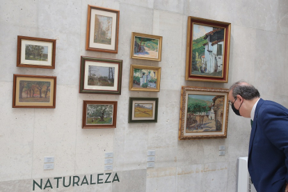 Un hombre contempla algunas de las obras de la exposición.| ICAL