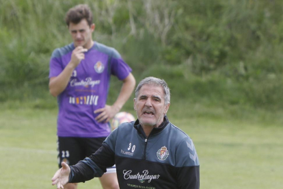 El entrenador Paco Herrera en plena bronca, con Drazic de testigo al fondo-J.M. Lostau