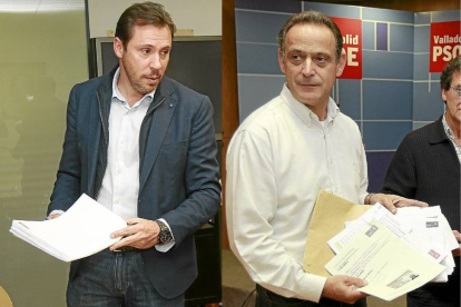 Puente presenta sus avales en la sede del PSOE y Vadillo, con los papeles en la mano, hace lo propio-J.M.Lostau