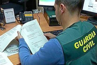 Un guardia civil revisa documentación.-MUNDO