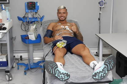 Javi Sánchez, jugador del Real Valladolid, realiza el reconocimiento médico. PHOTOGENIC/ CARLOS