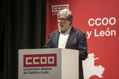 El presidente de Cecale, Santiago Aparicio, durante la celebración del 11º Congreso de CCOO de Castilla y León-R. Valtero / ICAL