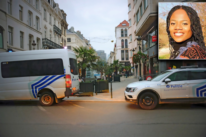Intervención policial en la Rue de Marché de Bruselas por la muerte el 29 de octubre de Teresa (en la imagen). E. M.