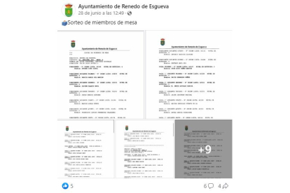 Sorteos para las mesas electorales publicado en el Ayuntamiento de Renedo de Esgueva. E.M.