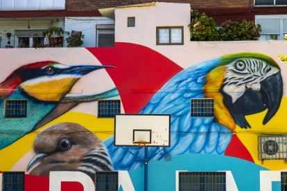 Los aves, protagonistas en los 'Murales de la Felicidad' de Pajarillos. ICAL