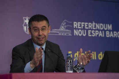 Josep María Bartomeu, en una rueda de prensa.-Foto: JORDI COTRINA