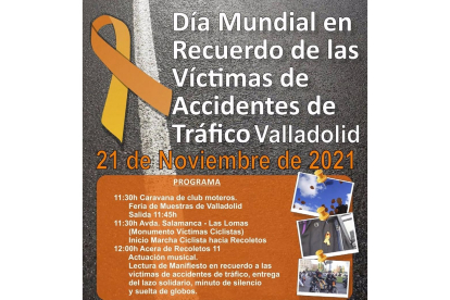 Cartel de la celebración en Valladolid del Día Mundial en recuerdo de las víctimas de accidentes de tráfico. - EUROPA PRESS