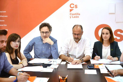 El portavoz autonómico de Ciudadanos, Luis Fuentes, preside la reunión del Comité Autonómico de Ciudad.-ICAL