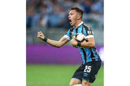 Pepê celebra un gol con el Grêmio. E.M.