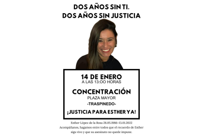 Cartel de la nueva concentración en recuerdo de Esther López, a los dos años de su desaparición.