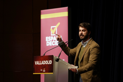 El vicepresidente de la Junta, Juan García Gallardo, durante el acto público de Vox en Valladolid. ICAL