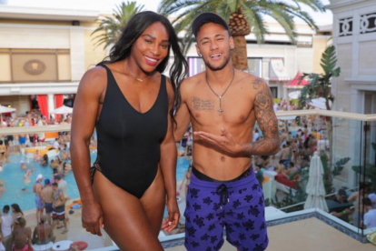 Serena Williams y Neymar en su encuentro durante las vacaciones.-
