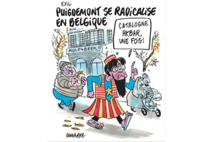 Puigdemont se radicaliza en Bélgica, la caricatura de Charlie Hebdo al expresident.-SCHWARTZ (CHARLIE HEBDO)