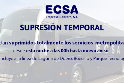 Comunicado de ECSA sobre la suspensión de los servicios de autobuses.