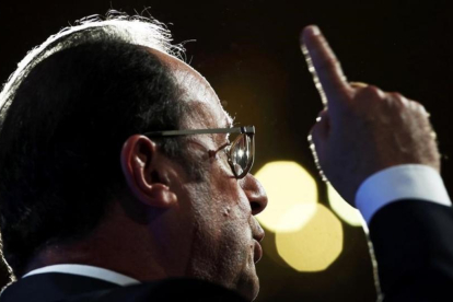 El presidente Francois Hollande durante el discurso sobre democracia y terrorismo pronunciado en París.-REUTERS / CHRISTOPHE ENA POOL