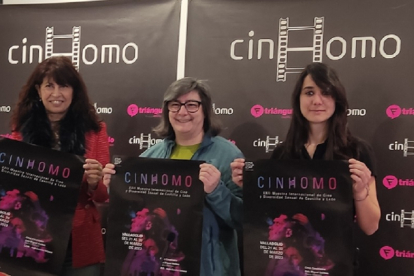 Ana Redondo, Yolanda Rodríguez y Marta Sastre, hoy, en la presentación de Cinhomo