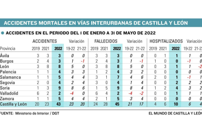 Gráfico accidentes mortales en Castilla y León