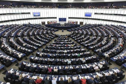 El Parlamento Europeo, durante la sesión plenaria del pasado 27 de marzo.-JEAN-FRANCOIS BADIAS (AP)