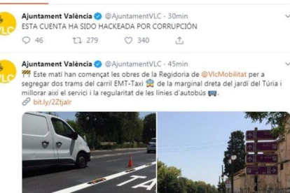 Hackeo de la cuenta del Ayuntamiento de Valencia.-