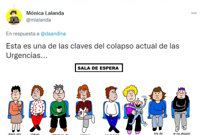 Tuit con la viñeta sobre el uso de Urgencias publicado por Mónica Lalanda.