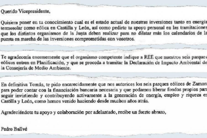 Extractos de de un correo electrónico enviado el 5 de marzo de 2008 por el ahora ex presidente de Campofrío, Pedro Ballvé, al ya fallecido Tomás Villanueva.-EL MUNDO