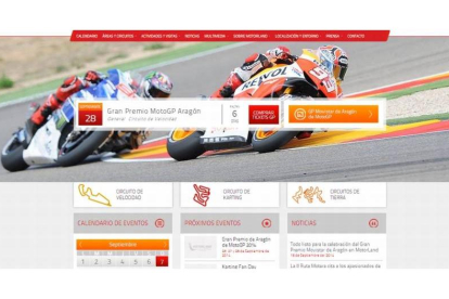 Imagen de la nueva página web de Motorland Aragón.-