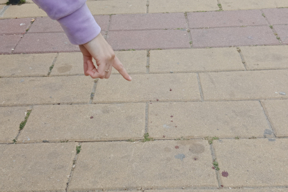 Una vecina de Buenos Aires muestra las gotas de sangre tras la pelea.