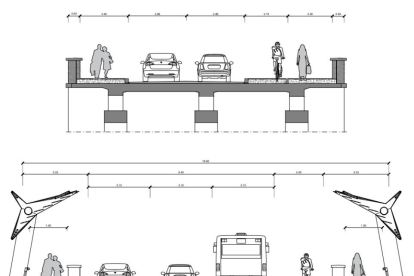 Medidas de los espacios en el proyecto del puente de Poniente.