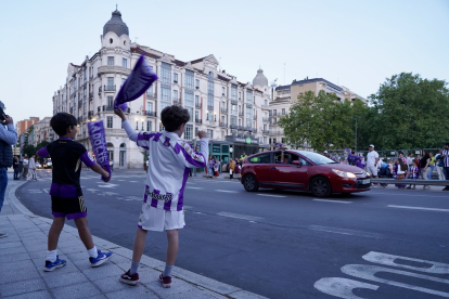 Celebración en la plaza Zorrilla del ascenso del Real Valladolid de fútbol a primera división