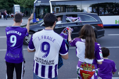 Celebración en la plaza Zorrilla del ascenso del Real Valladolid de fútbol a primera división