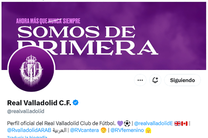 Portada de la página del Real Valladolid en X.